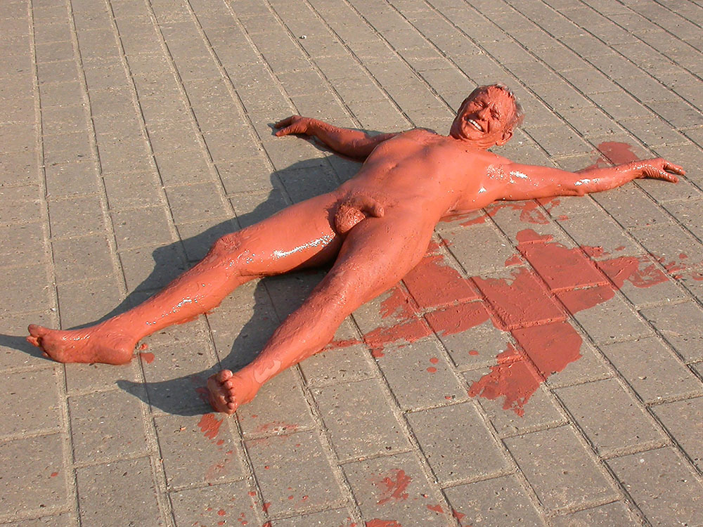 Paddeln auf dem Main und Bodypainting mit Tonschlick - FKK, nackt unf frei in der Natur
